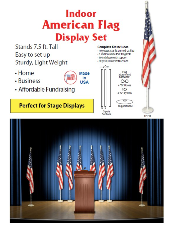 Flags for Heroes - Indoor American Flag Display Set - perfect for stage displays